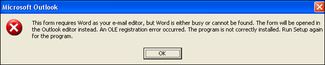 unable to use word 2003 as email editor