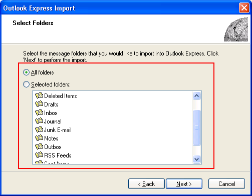 two option to import outlook data
