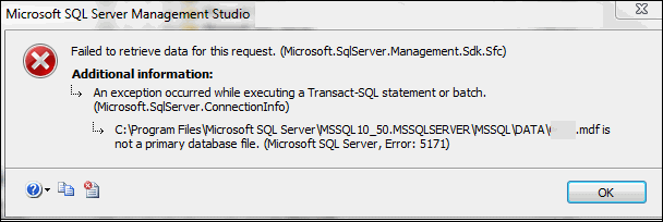 ms sql server error 5171
