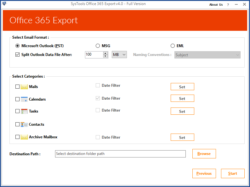 Choose PST format