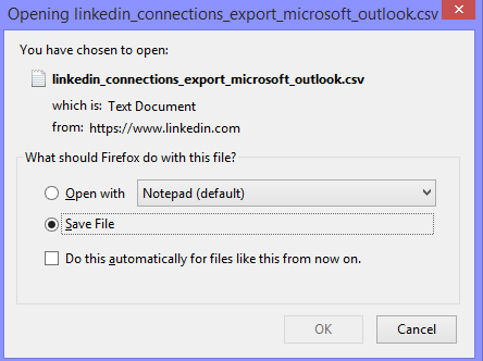 LinkedIn exported into csv