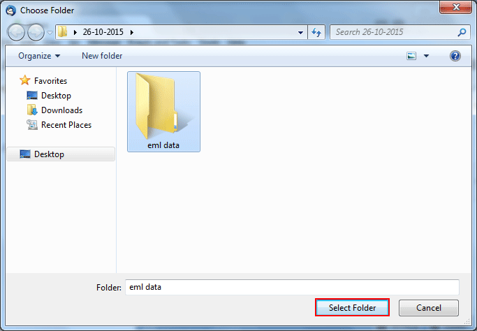 select eml folder